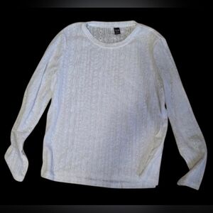 🦄 White Long Sleeve Eyelet Women's Top Sz M